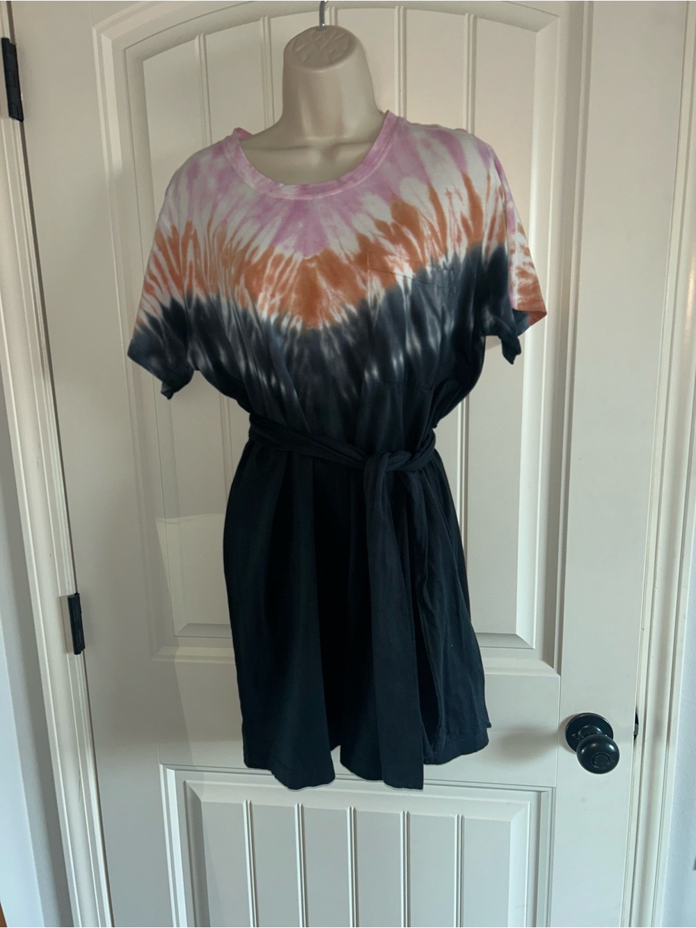 NEW R.G. KANE L.A. Boutique Tie-Dye Tee Dress in Pink, Orange & Black Sz S